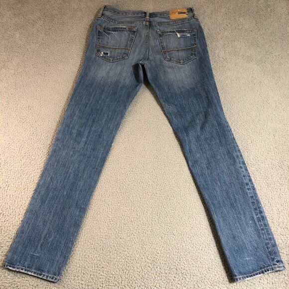 Abercrombie Fitch Jeans Mens 30x32 Blue Button‎ Fly Preppy Thrashed Distressed - Picture 7 of 11